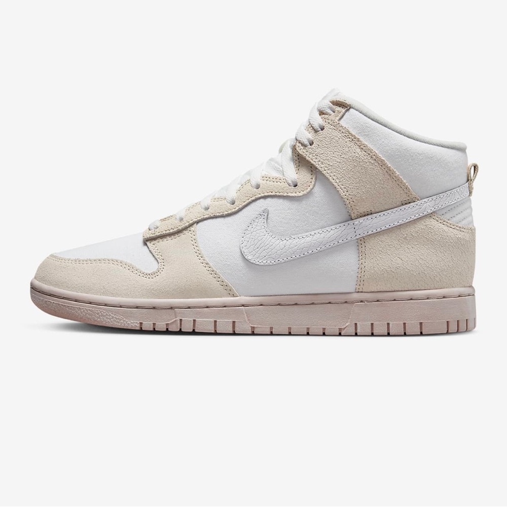 Nike Dunk High Retro White PRM Canvas Cracked Leather 12.5 DV0822-100 Men's New